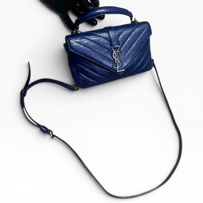 Saint Laurent Mini College Royal Blue Leather Bag product photograph 10 - VaultedVIP