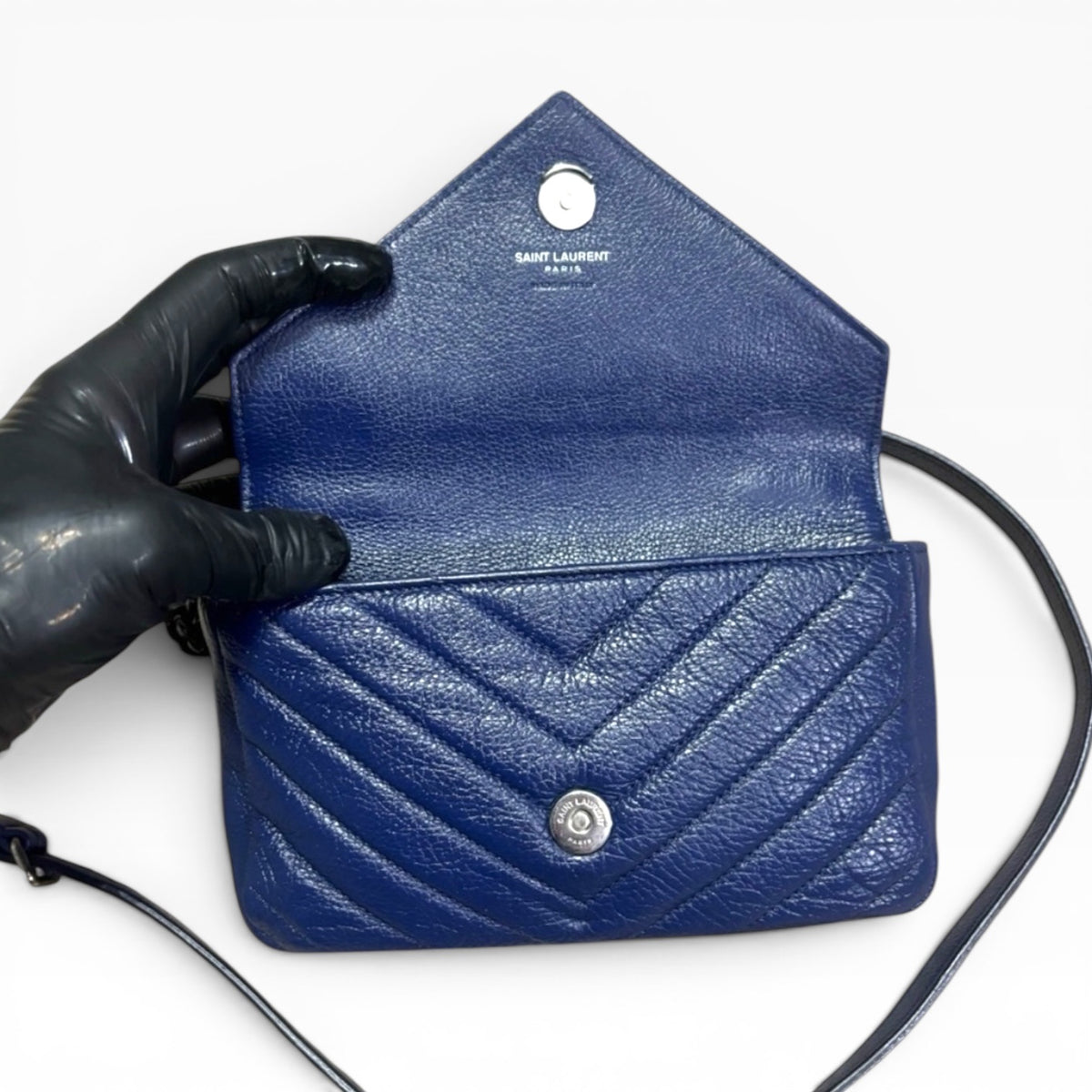 Saint Laurent Mini College Royal Blue Leather Bag product photograph 12 - VaultedVIP