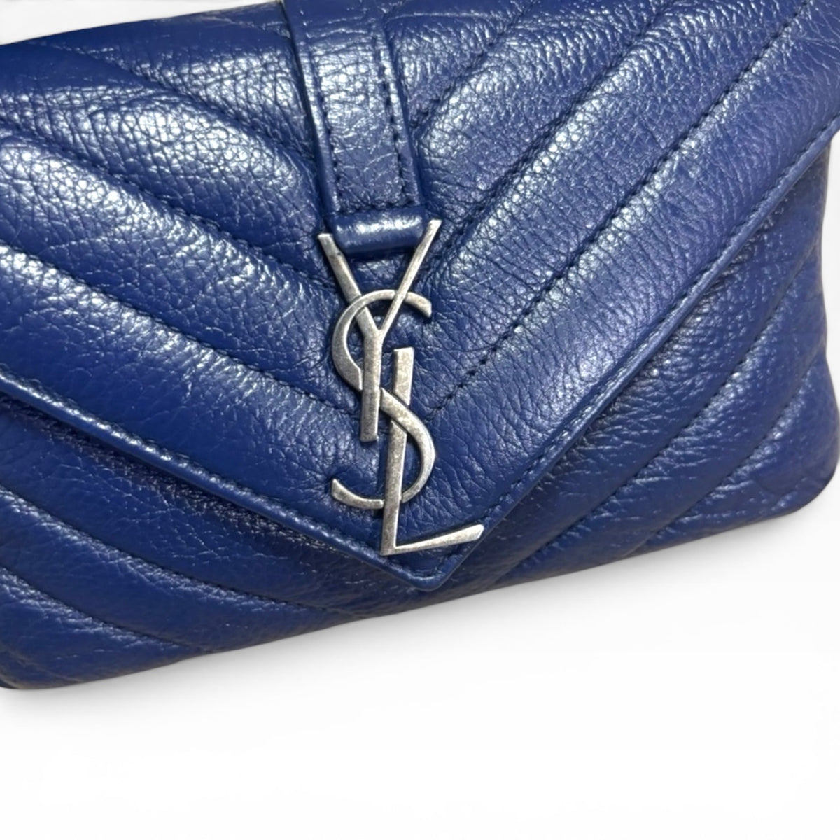 Saint Laurent Mini College Royal Blue Leather Bag product photograph 2 - VaultedVIP
