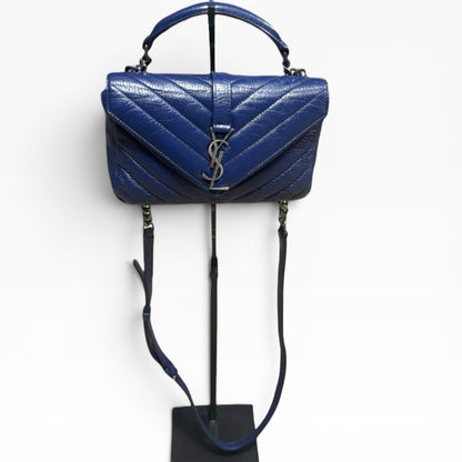 Saint Laurent Mini College Royal Blue Leather Bag product photograph 3 - VaultedVIP