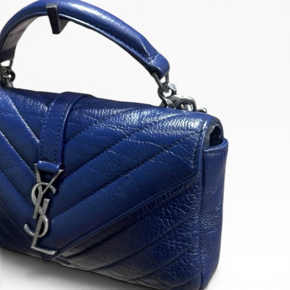 Saint Laurent Mini College Royal Blue Leather Bag product photograph 5 - VaultedVIP