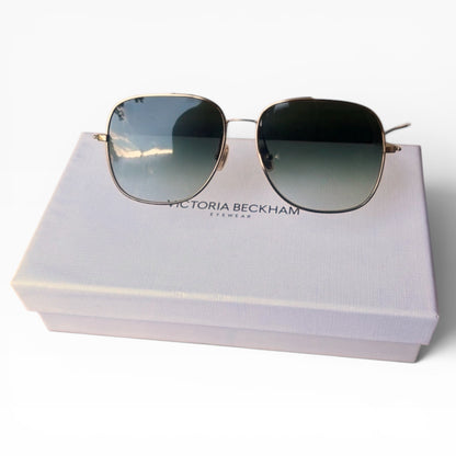 Victoria Beckham VB215S Gold Green Pilot Sunglasses product photograph 1 - VaultedVIP