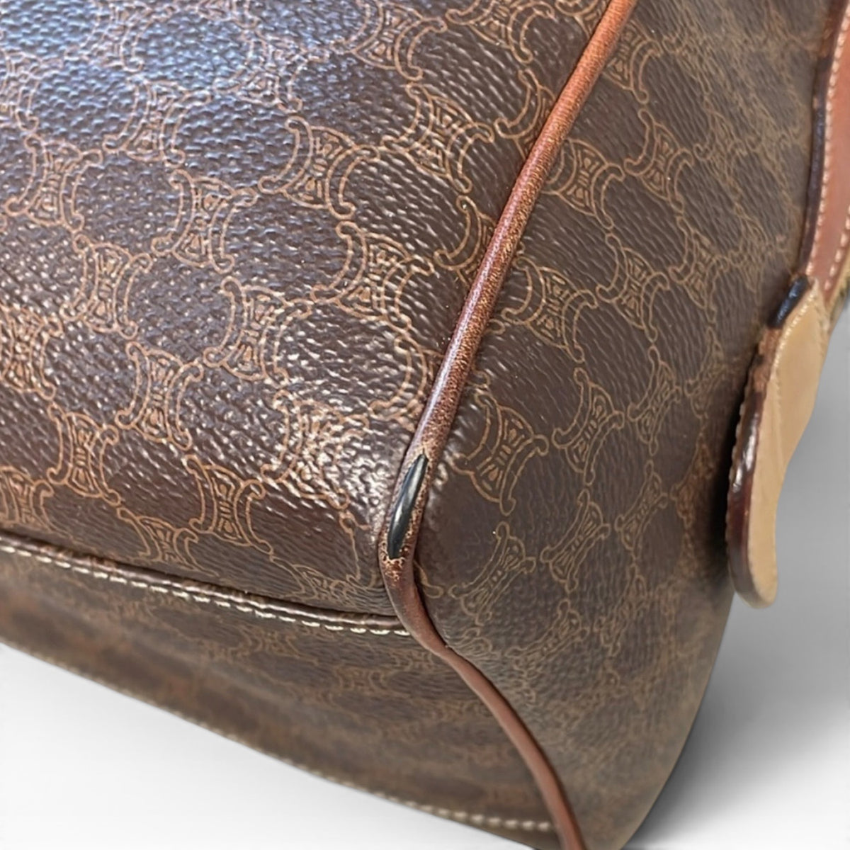 CELINE Vintage Macadam Mini Boston Bag Brown product photograph 2 - VaultedVIP