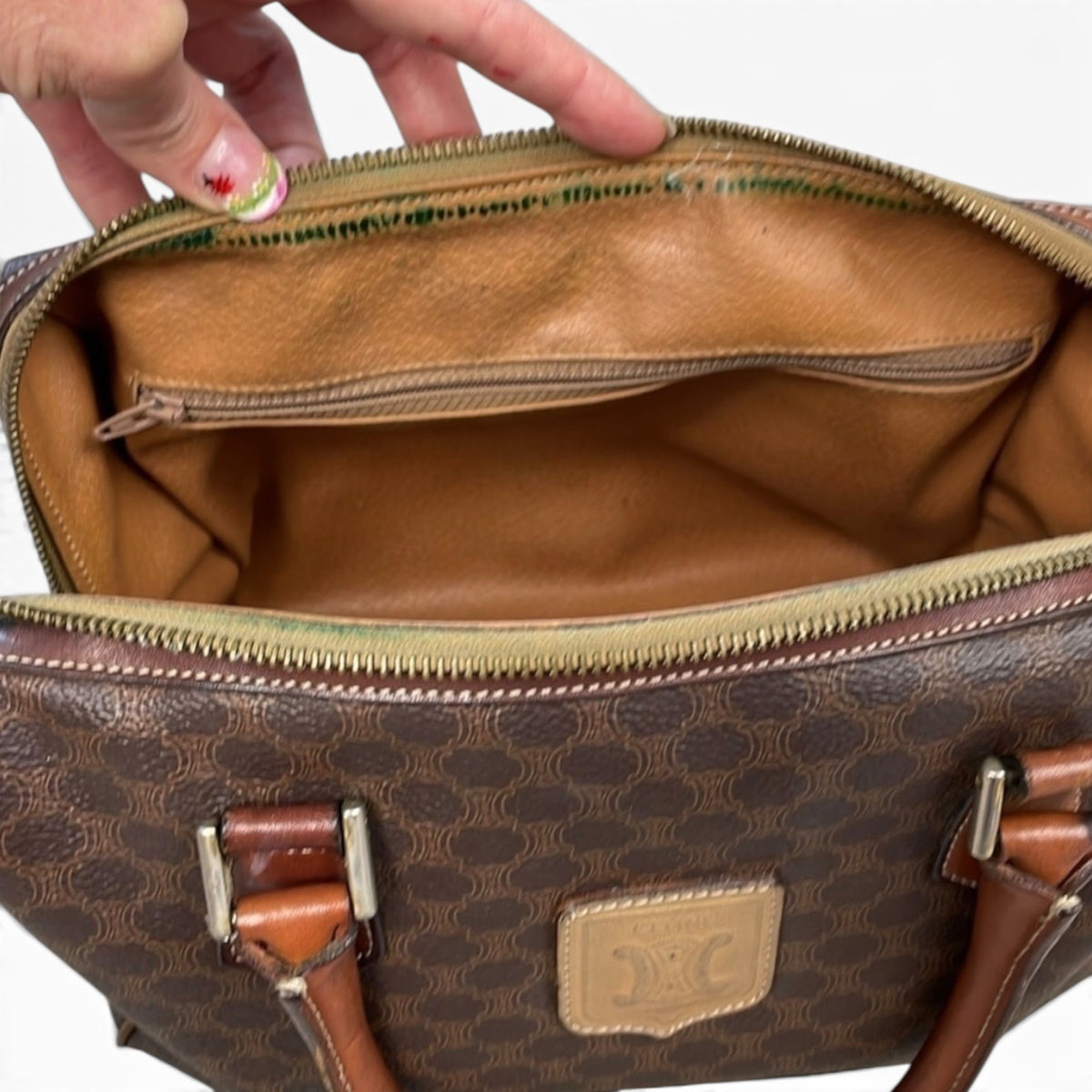 CELINE Vintage Macadam Mini Boston Bag Brown product photograph 9 - VaultedVIP