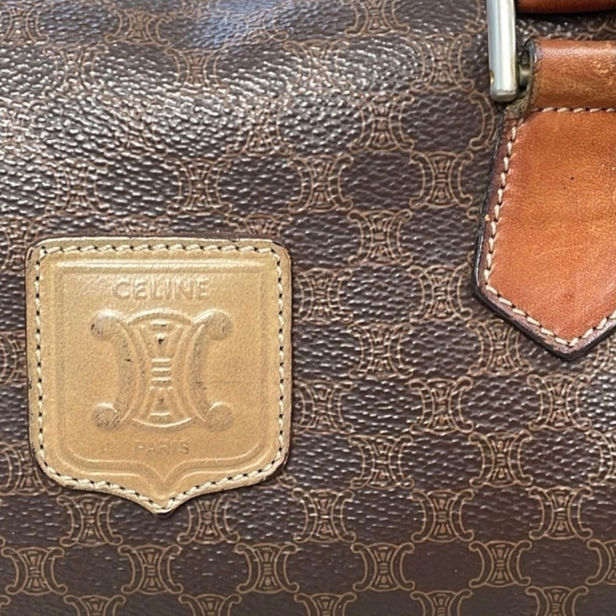 CELINE Vintage Macadam Mini Boston Bag Brown product photograph 10 - VaultedVIP