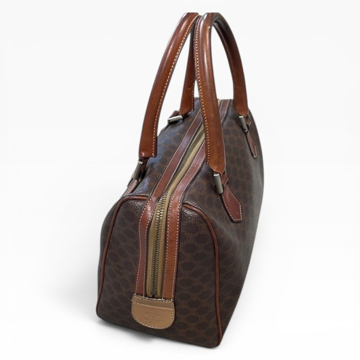 CELINE Vintage Macadam Mini Boston Bag Brown product photograph 3 - VaultedVIP