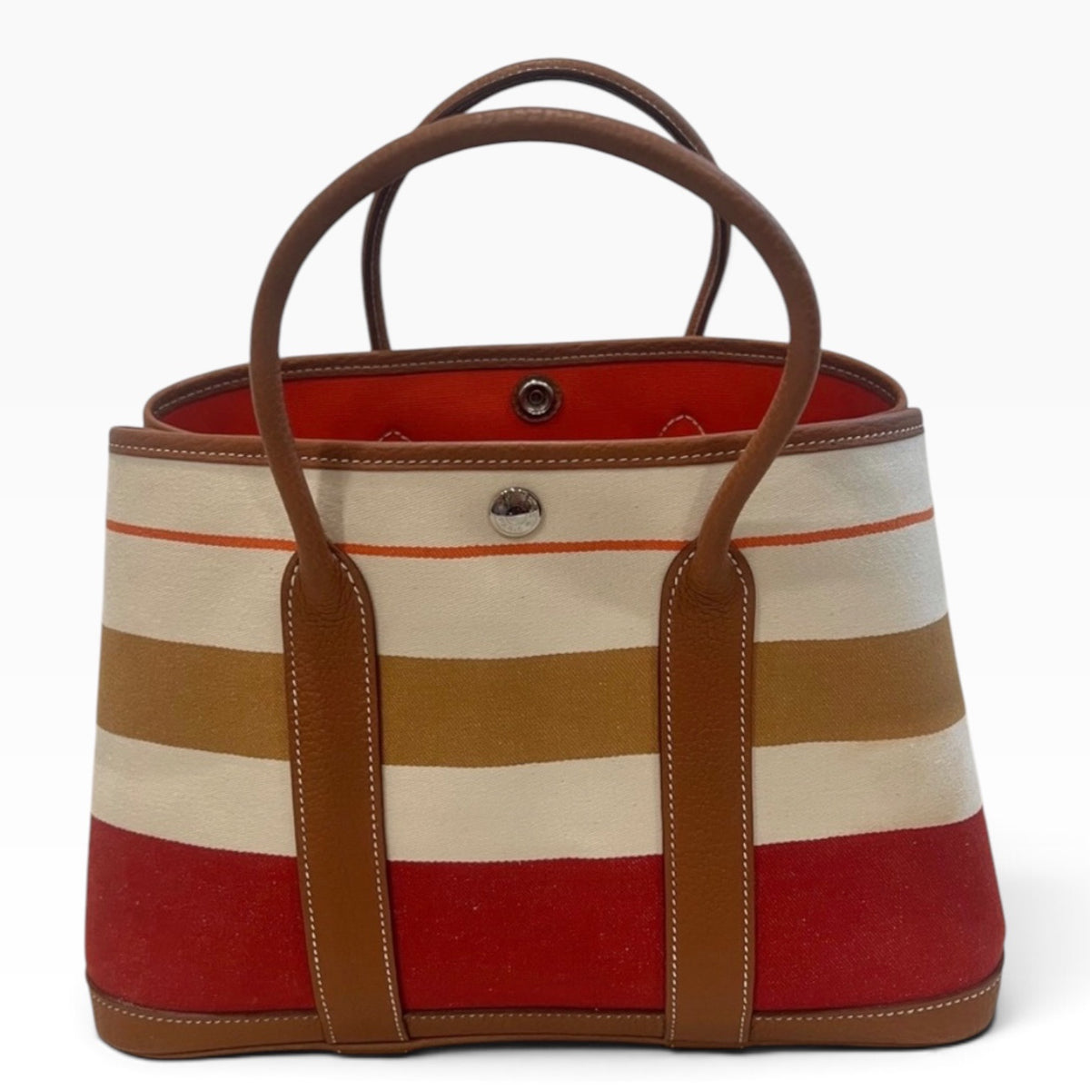 HERMES Rocabar Garden Party 36 Striped Wool Negonda Leather Tote product photograph 3 - VaultedVIP