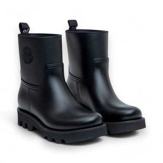 MONCLER Ginette Black Rubber Rain Boots 38 product photograph 1 - VaultedVIP