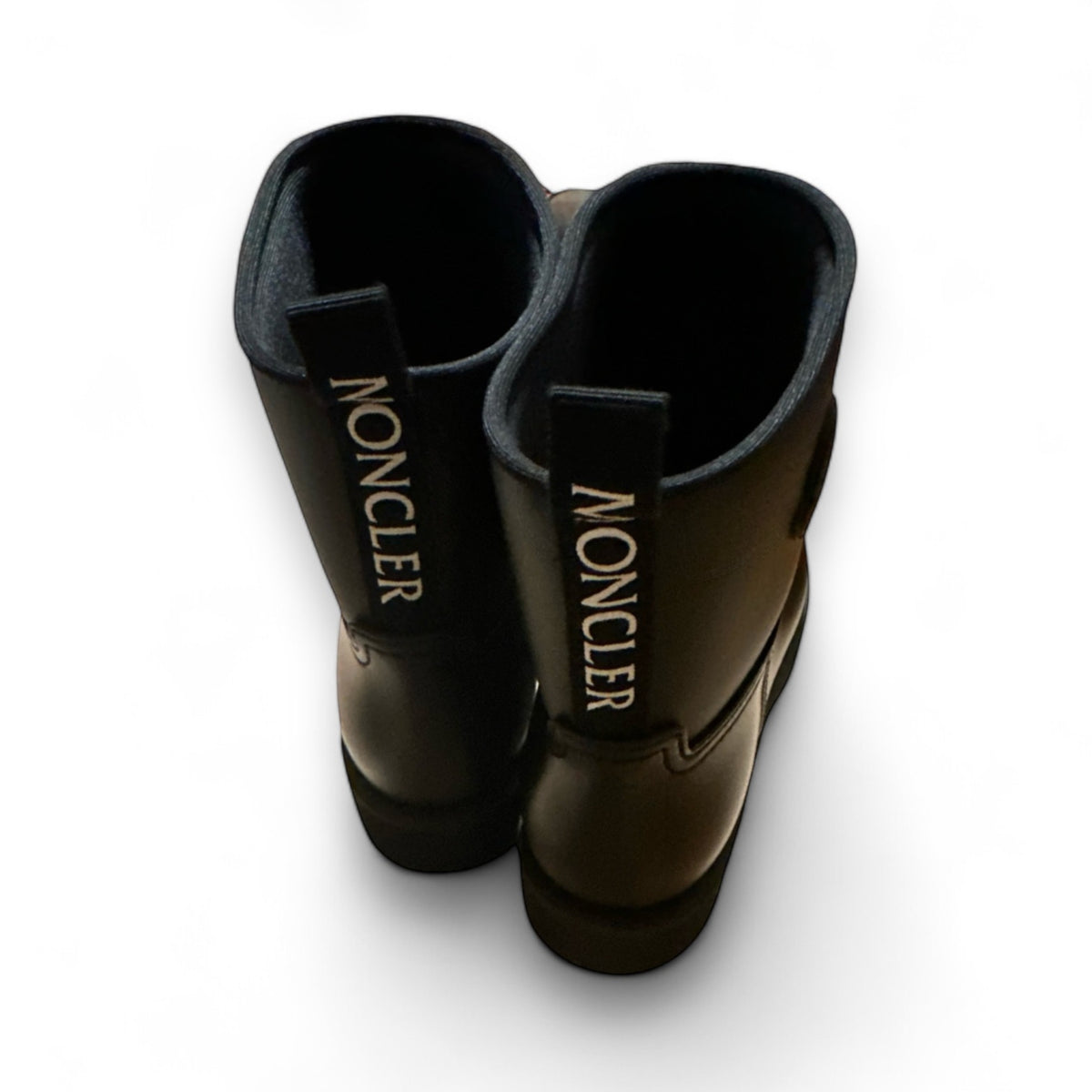 MONCLER Ginette Black Rubber Rain Boots 38 product photograph 2 - VaultedVIP