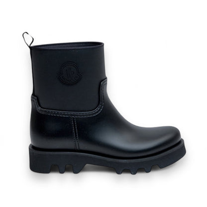 MONCLER Ginette Black Rubber Rain Boots 38 product photograph 3 - VaultedVIP