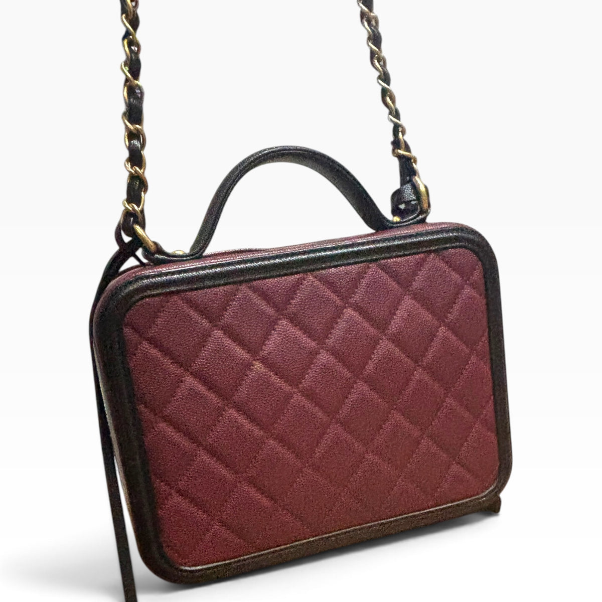 CHANEL CC Filigree Medium Vanity Case Burgundy Caviar 2019 product photograph 7 - VaultedVIP