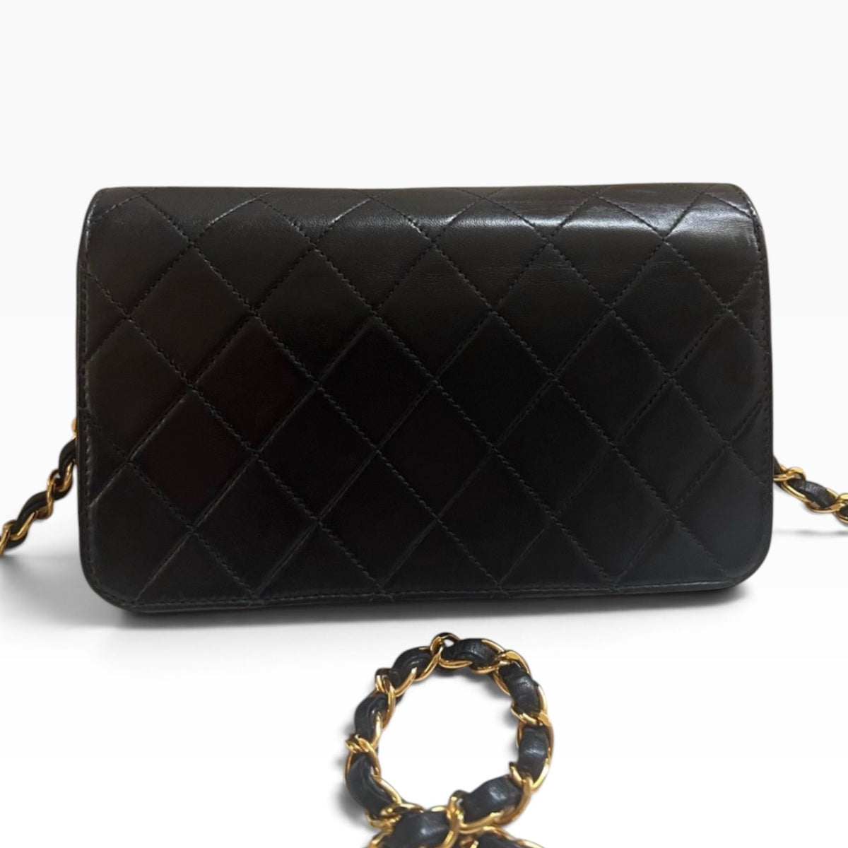 CHANEL Vintage Classic Full Flap Black Lambskin 24K Gold product photograph 11 - VaultedVIP