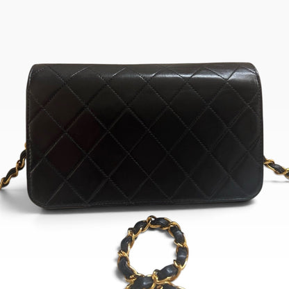 CHANEL Vintage Classic Full Flap Black Lambskin 24K Gold product photograph 11 - VaultedVIP