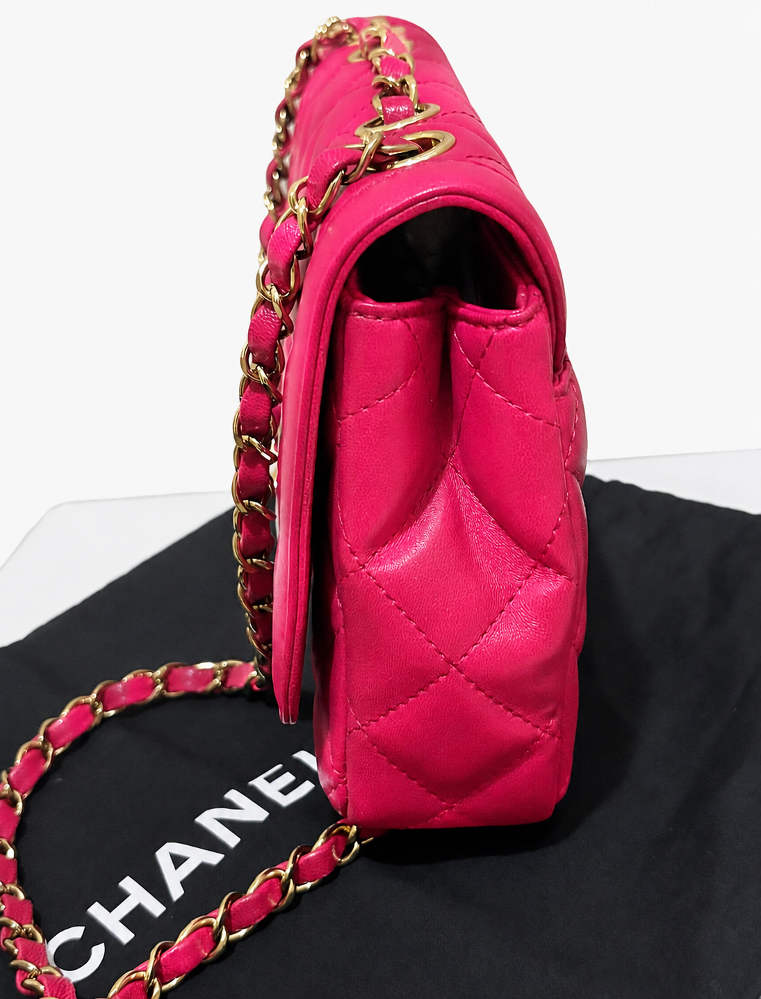 CHANEL Diane Hot Pink Fuchsia Quilted Leather product photograph 6 - VaultedVIP