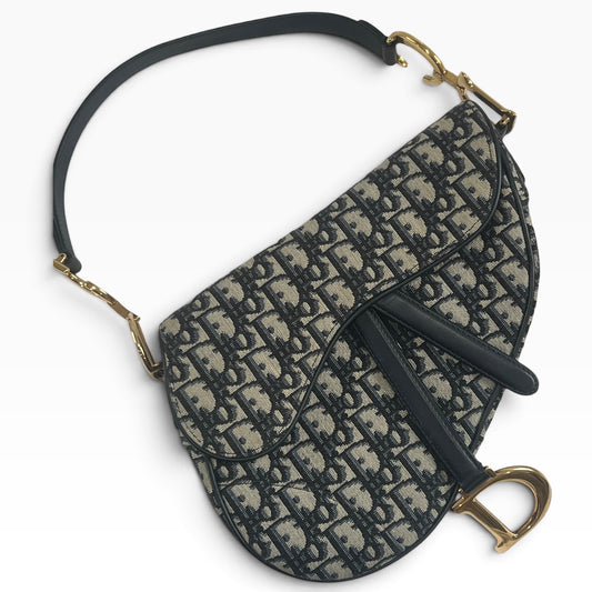 Dior Saddle Bag Blue Oblique Jacquard Gold Hardware product photograph 1 - VaultedVIP