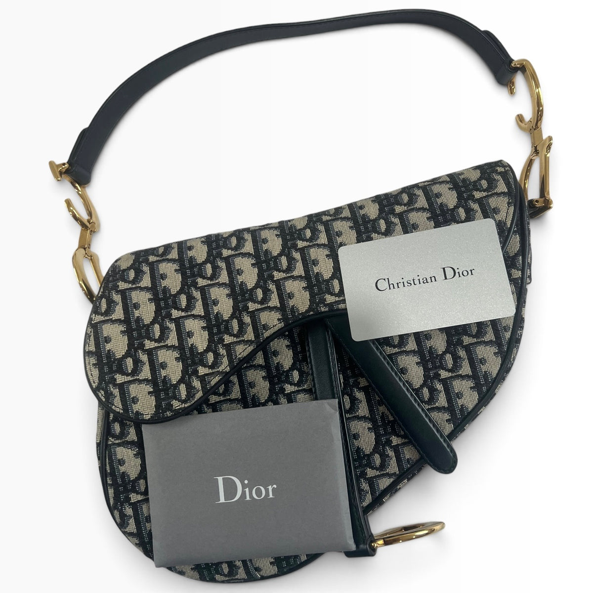 Dior Saddle Bag Blue Oblique Jacquard Gold Hardware product photograph 11 - VaultedVIP