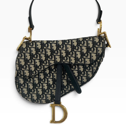Dior Saddle Bag Blue Oblique Jacquard Gold Hardware product photograph 2 - VaultedVIP