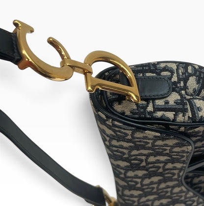 Dior Saddle Bag Blue Oblique Jacquard Gold Hardware product photograph 6 - VaultedVIP