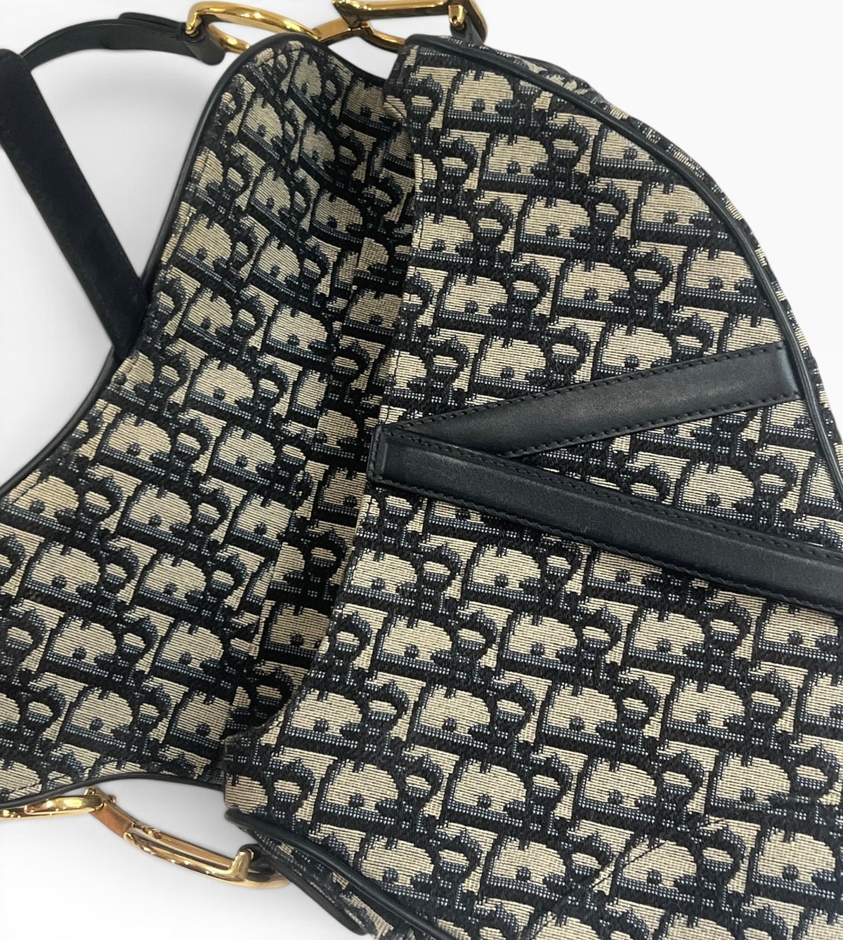 Dior Saddle Bag Blue Oblique Jacquard Gold Hardware product photograph 7 - VaultedVIP