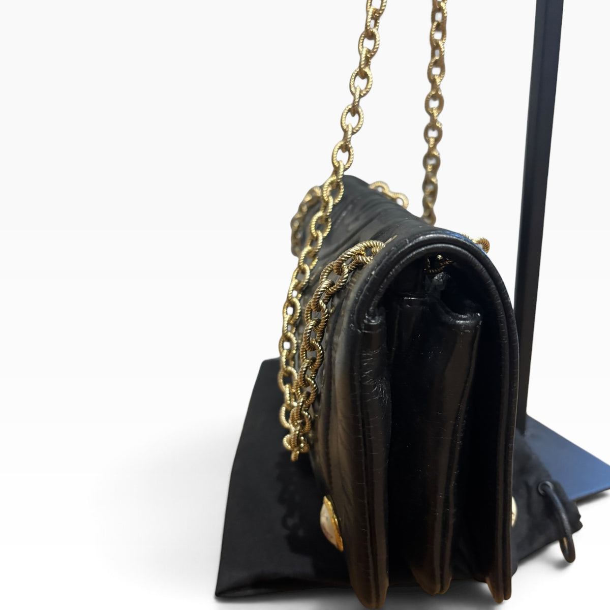 CHANEL Evening in Versailles Black Quilted Leather Chain Bag with Porcelain Accents