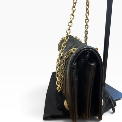 CHANEL Evening in Versailles Black Quilted Leather Chain Bag with Porcelain Accents
