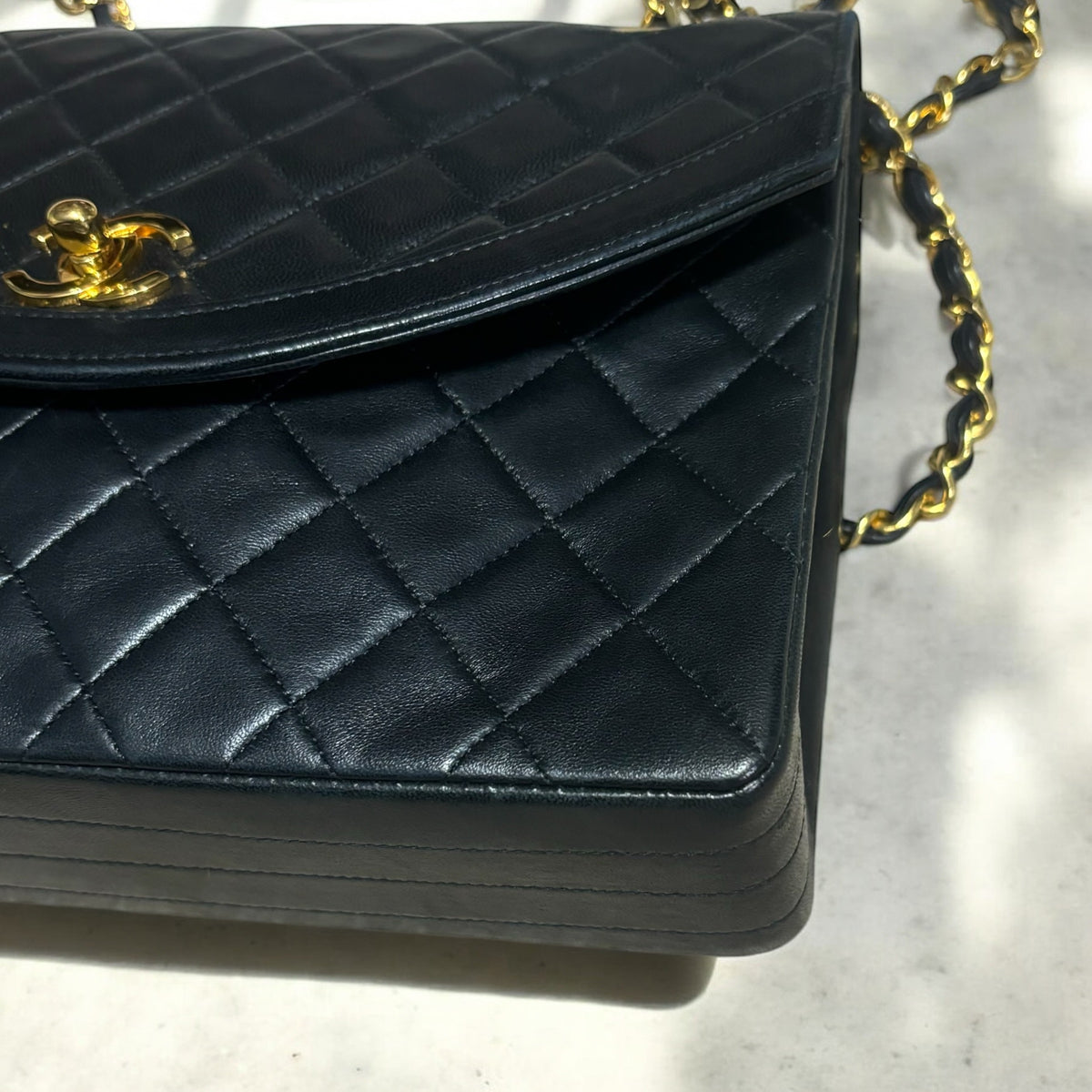 CHANEL Vintage 0 Series Classic Flap Black Lambskin 24K Gold product photograph 10 - VaultedVIP