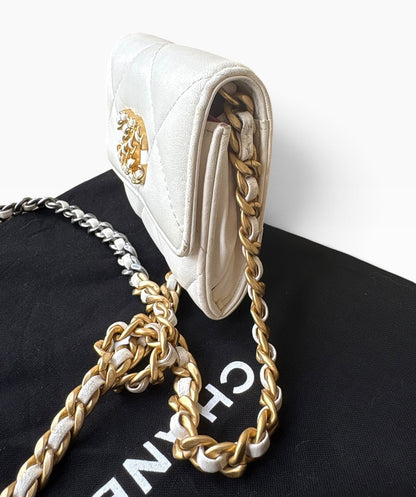 CHANEL 19 White O-Coin Purse Chain Crossbody product photograph 6 - VaultedVIP