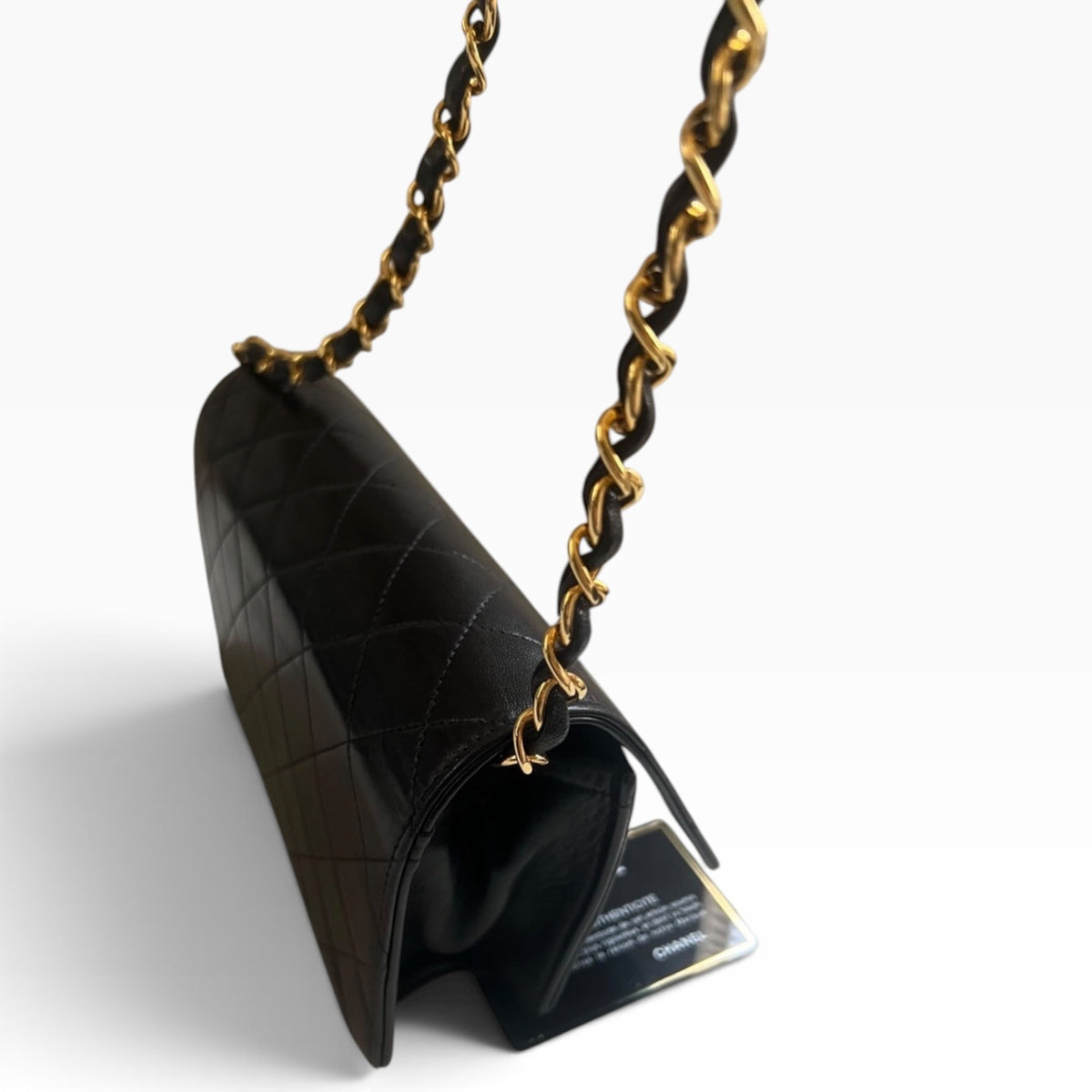 CHANEL Vintage Classic Full Flap Black Lambskin 24K Gold product photograph 14 - VaultedVIP