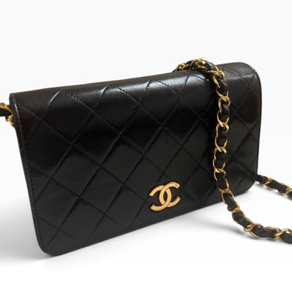 CHANEL Vintage Classic Full Flap Black Lambskin 24K Gold product photograph 3 - VaultedVIP