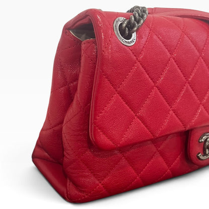 CHANEL Red Quilted Classic Flap Silver Hardware product photograph 5 - VaultedVIP