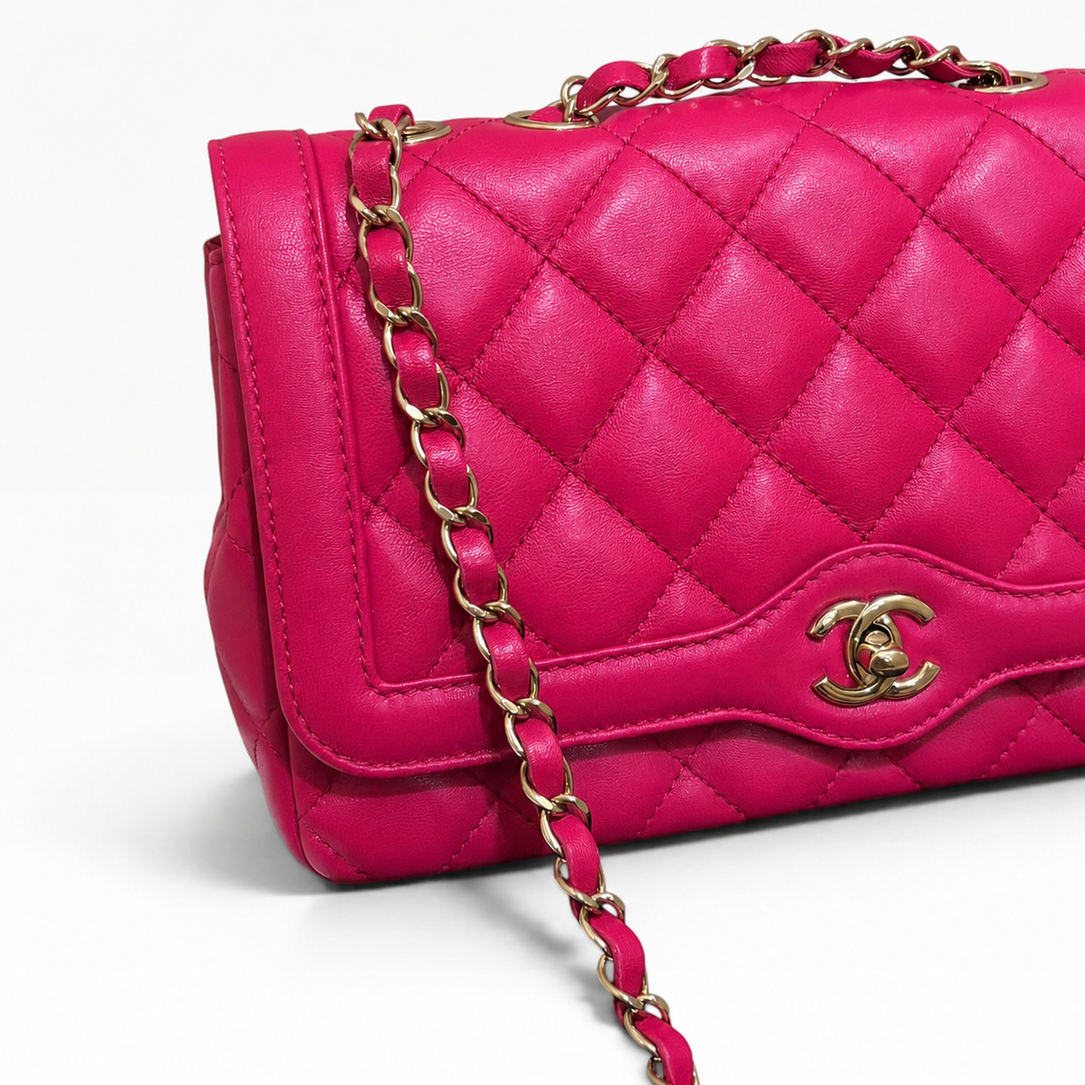 CHANEL Diane Hot Pink Fuchsia Quilted Leather product photograph 4 - VaultedVIP