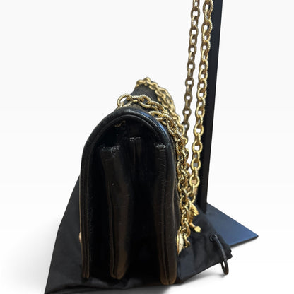 CHANEL Evening in Versailles Black Quilted Leather Chain Bag with Porcelain Accents