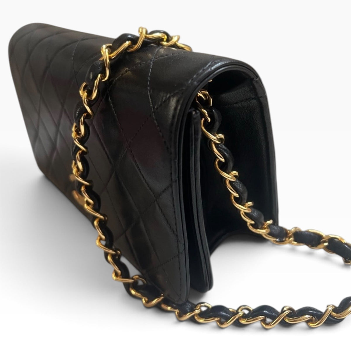 CHANEL Vintage Classic Full Flap Black Lambskin 24K Gold product photograph 5 - VaultedVIP