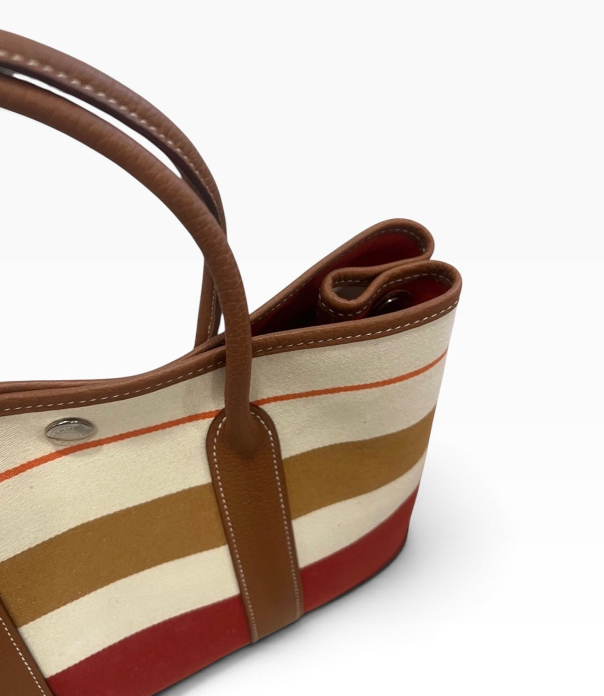 HERMES Rocabar Garden Party 36 Striped Wool Negonda Leather Tote product photograph 6 - VaultedVIP