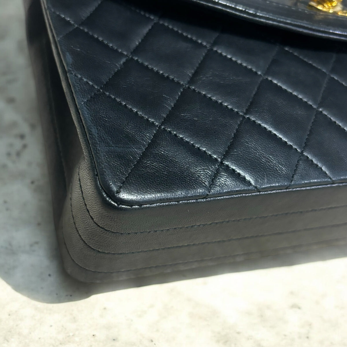 CHANEL Vintage 0 Series Classic Flap Black Lambskin 24K Gold product photograph 6 - VaultedVIP