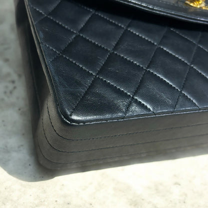 CHANEL Vintage 0 Series Classic Flap Black Lambskin 24K Gold product photograph 6 - VaultedVIP