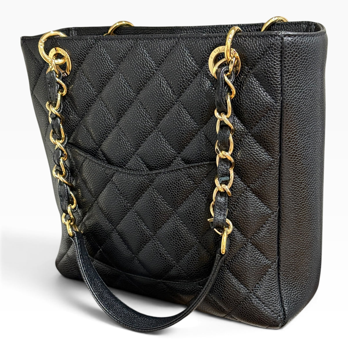 CHANEL Petite Shopping Tote PST Black Caviar Gold product photograph 5 - VaultedVIP