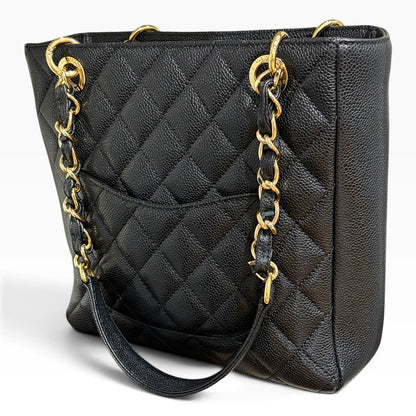 CHANEL Petite Shopping Tote PST Black Caviar Gold product photograph 5 - VaultedVIP