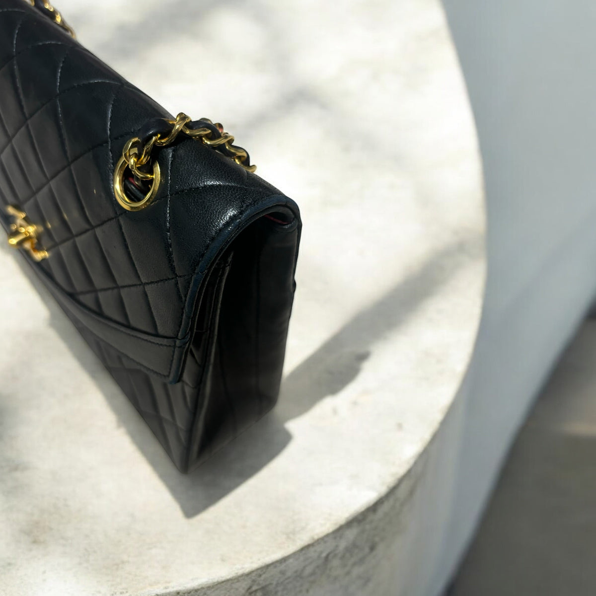 CHANEL Vintage 0 Series Classic Flap Black Lambskin 24K Gold product photograph 9 - VaultedVIP