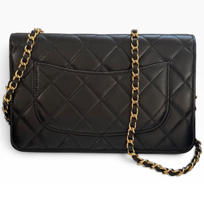 Chanel Wallet on Chain WOC Black Lambskin Multicolor Crystal CC product photograph 4 - VaultedVIP
