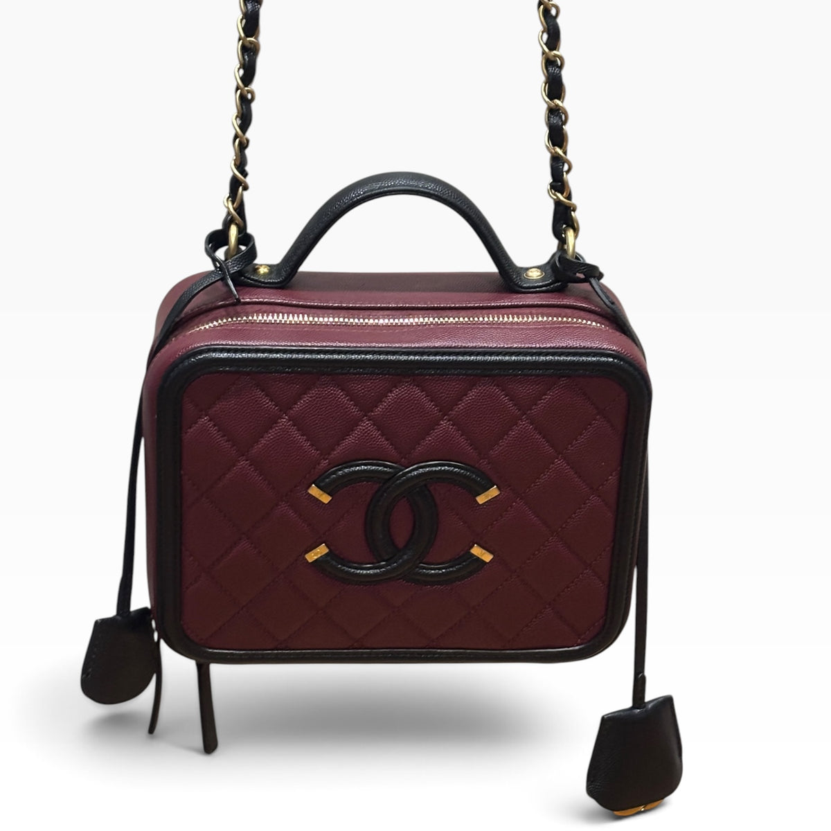 CHANEL CC Filigree Medium Vanity Case Burgundy Caviar 2019 product photograph 6 - VaultedVIP