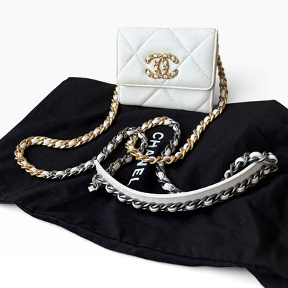 CHANEL 19 White O-Coin Purse Chain Crossbody product photograph 2 - VaultedVIP