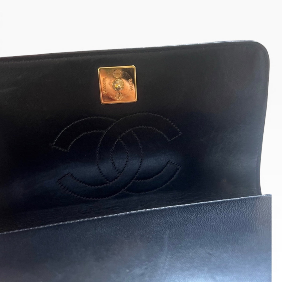 CHANEL Vintage Classic Full Flap Black Lambskin 24K Gold product photograph 13 - VaultedVIP