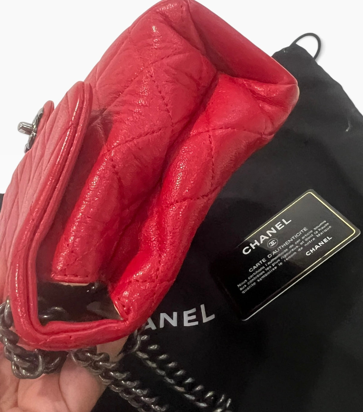 CHANEL Red Quilted Classic Flap Silver Hardware product photograph 8 - VaultedVIP