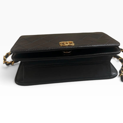 CHANEL Vintage Classic Full Flap Black Lambskin 24K Gold product photograph 8 - VaultedVIP