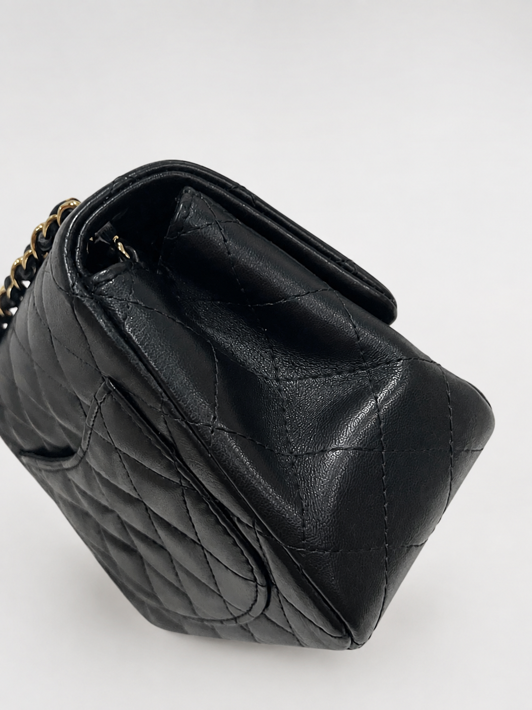 CHANEL Classic Mini Square Flap Black Lambskin Gold Hardware product photograph 5 - VaultedVIP