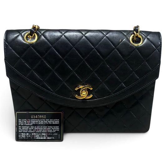 CHANEL Vintage 0 Series Classic Flap Black Lambskin 24K Gold product photograph 1 - VaultedVIP