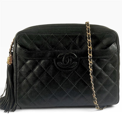 CHANEL Vintage Caviar Briefcase Tote Black Gold Hardware - photograph 1