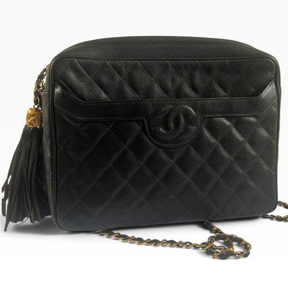 CHANEL Vintage Caviar Briefcase Tote Black Gold Hardware - photograph 2