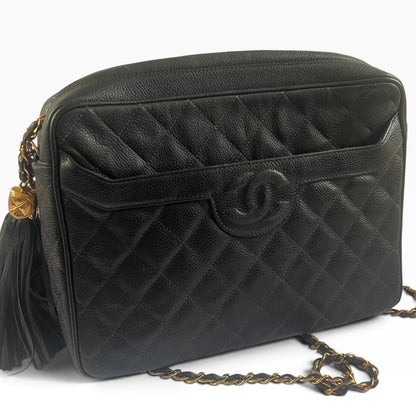 CHANEL Vintage Caviar Briefcase Tote Black Gold Hardware - photograph 3
